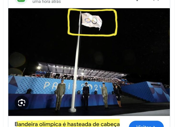 Olimpíadas: Bandeira é hasteada ao contrário durante abertura