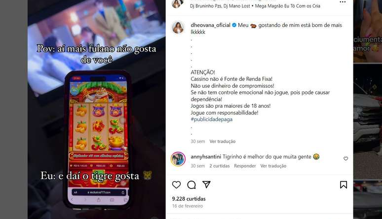 Influenciadora é indiciada por divulgar 'Jogo do Tigrinho' e movimentar mais de R$ 10 mi