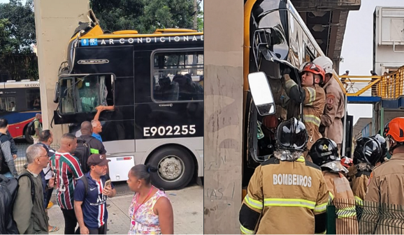 Acidente com BRT Transbrasil, no Elevado do Gasômetro, deixa mais de 60 feridos após colisão com pilar de viaduto