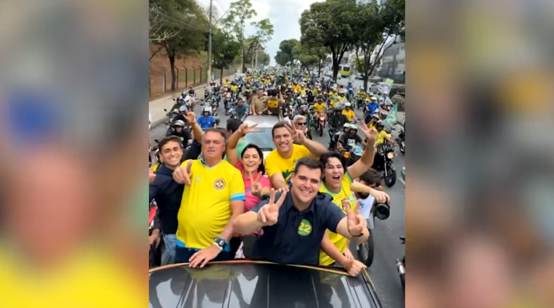 Bolsonaro, Michelle e Nikolas fazem motocarreata em apoio a Bruno Engler em BH