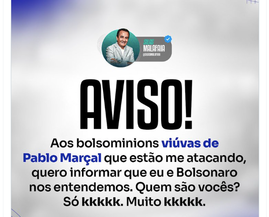 Em post, pastor Silas Malafaia diz que ele Bolsonaro se entenderam